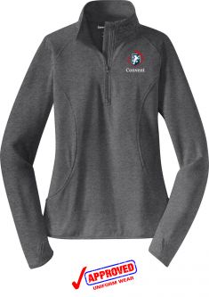 CONVENT - Sport-Tek Ladies  Stretch 1/2-Zip Pullover, Charcoal Grey Heather